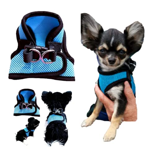 XXXS XXS XS Tiny Toy Teacup Chihuahua Puppy Dog Harness with Mesh Clip for TINY Teacup Miniature Breeds Kitten Yorkie Maltese Terrior Puppy Dogs (XXS