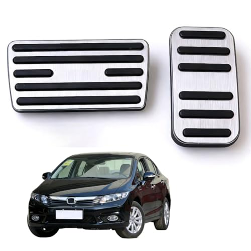 DUKLASSQ Car Pedal Covers for Honda Civic 2012 2013 2014 2015, Auto Aluminum Gas Pedal Covers Accessories Replacement, Non-Slip Accelerator Brake Foot Rest Pedals(Set of 2)