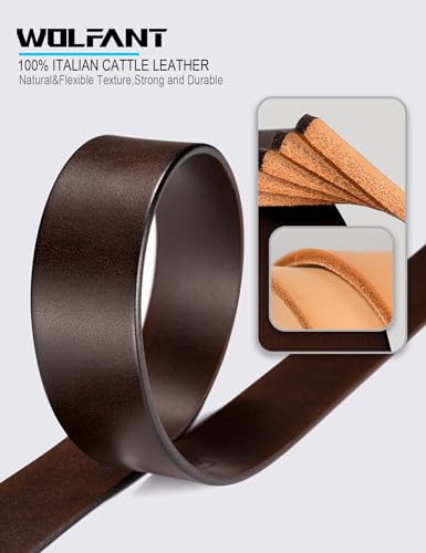 Image of WOLFANT 1.5 inch Full Grain Leather Belt for Men,100% Italian Solid Leather