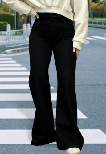 Image of Women's Flare High Waisted Bell Bottom Wide Leg Stretch Classic Denim Pants