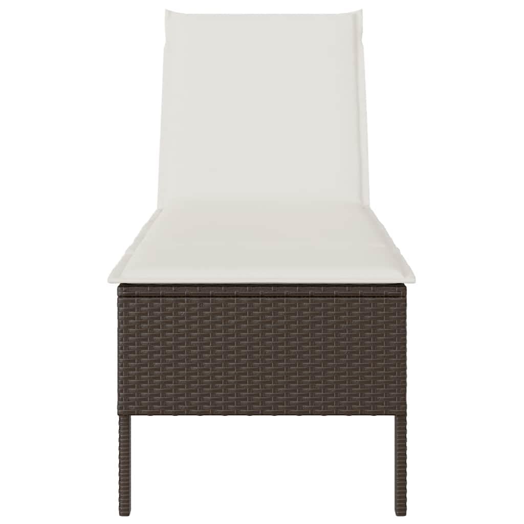 Hothingwell Leżak z brązową poduszką 55x200x44cm rattan PE