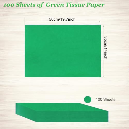 Image of 100 Sheets Green Tissue Paper Artdly 14 x 20 Inches Green Wrapping Paper Bulk for Weddings Birthday DIY Project Christmas (Pack of 3)
