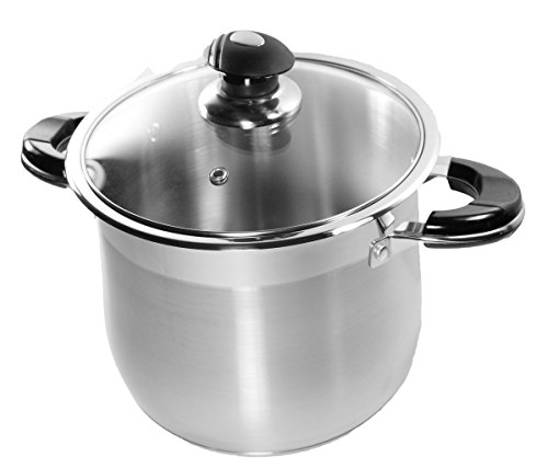 10 Qt Stock Pot 18/10 Stainless Steel Super Double Capsulated Bottom W/Glass Lid #TOP2