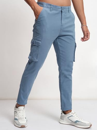 Image of Highlander Men's Tapered Fit Cargo Trousers| Stylish & Comfortable for Casual, Travel & Active Wear | Trouser for Men | Men Trousersn