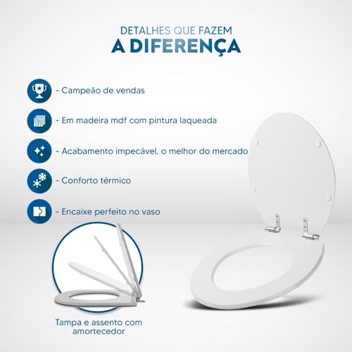 Assento Sanitário com Fechamento Lento Convencional Oval Creme para vaso Deca