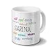 Produktbild Tasse mit Namen Sarina - Motiv Positive Eigenschaften - Namenstasse, Kaffeebecher, Mug, Becher, Kaffeetasse - Farbe Weiß