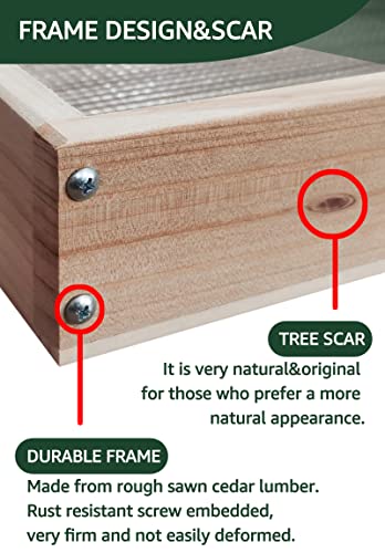 Soil Sifter,Dirt Sifter For Gardening Rock Sifter For Rocks Compost Sifter Wooden Sifting Screen,Garden Sieve For Pellet/Gravel/Soil/Leaves,Garden Tool 15.7" X11.8”X2.8” With 1/5” Mesh #TOP6
