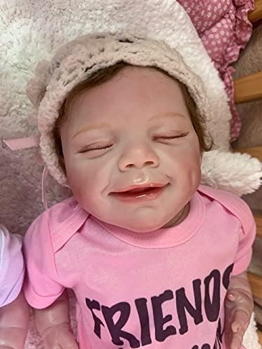 Muñecas de bebé Reborn de 22 pulgadas sonrientes y dulces niñas con cuerpo de algodón Reborn bebé recién nacido prematuro niñas Navidad