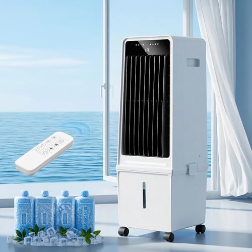 Image of Uthfy 3 IN 1 Swamp Cooler Air Conditioner, 26 inch Portable AC with 2.7 Gal Detachable Water Tank, 4 Ice Pack, 4 Mode, 3 Speed, 120 Oscillation, 12H Timer, Evaporative Air Cooler for Indoor Room