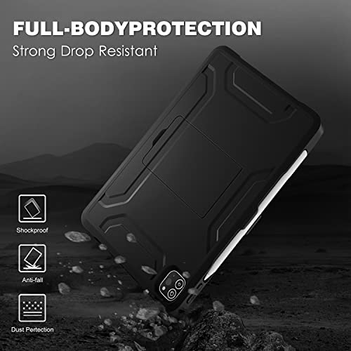 Dtto Case For Ipad Air 5Th / 4Th Generation Case 10.9 Inch 2022/2020 With Pencil Holder, [Screen Protector] Shockproof Full Body Protective Cover, Also Fit Ipad Pro 11 2021/2020/2018 - Black #TOP5