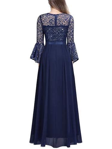 Miusol Women's Formal Sparkle Sequin Lace Bell Sleeve Evening Party Maxi Dress2