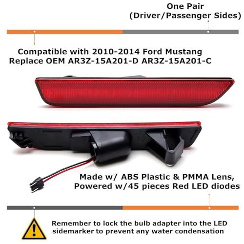 Lámpara LED lateral trasera roja para Ford Mustang 2010-14 miniatura 2