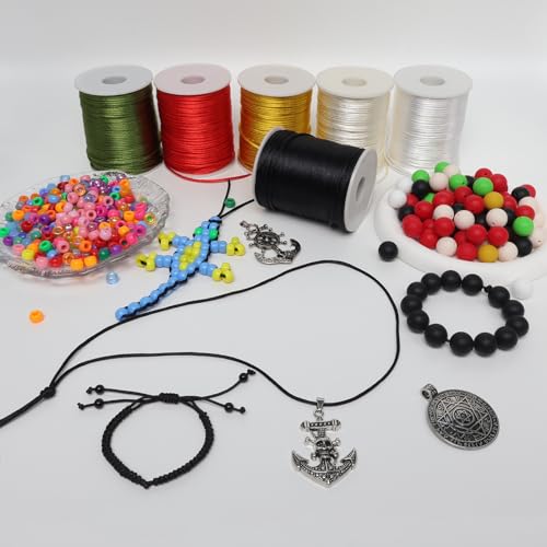 2 mm x 330 Feet Satin Nylon Cord, Silky Smooth Nylon String for Jewelry Making Bracelet Necklaces Beading Thread Rattail Macrame Kumihimo Chinese Knot Craft