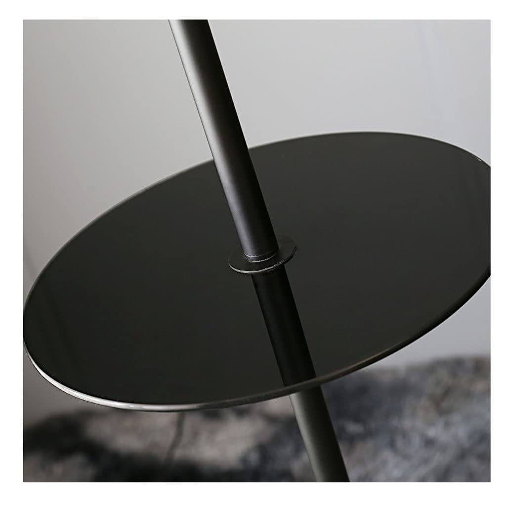 Lampa Podłogowa Nowoczesna Lampa Podłogowa Z Kutego Żelaza Półkami Abażur Tkaniny Oświetlenie Podłogowe Do Salonu Sypialnia Studyjna Stojąca Do Sypialni(A-Black)