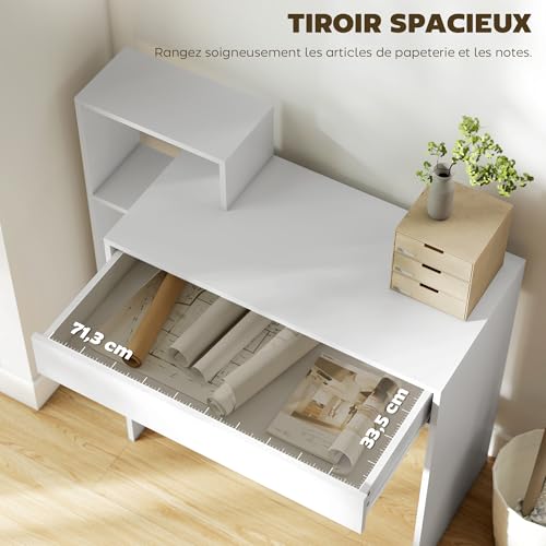 Bureau ordinateur 100x40 avec étagères + tiroir HOMCOM