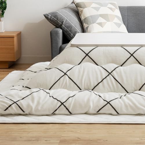 アイリスプラザ こたつ布団セット 長方形 185×235cm ふっくらわた入りのボリュームこたつ掛け布団・敷き布団のセット 軽量 ココロとカラダにぬくもりを ウレタンフォーム入りしっかり敷き布団おしゃれインテリア ホワイト KHSET-C-1824