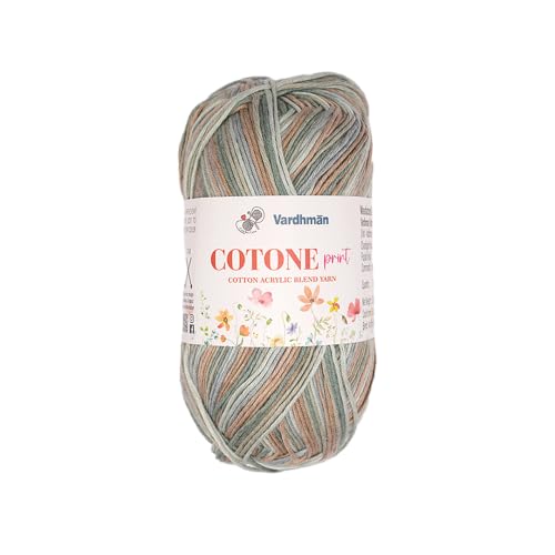 Image of Vardhman Cotone Print Cotton Acrylic Yarn 6 Ply Fine Weight Yarn | Pack-1