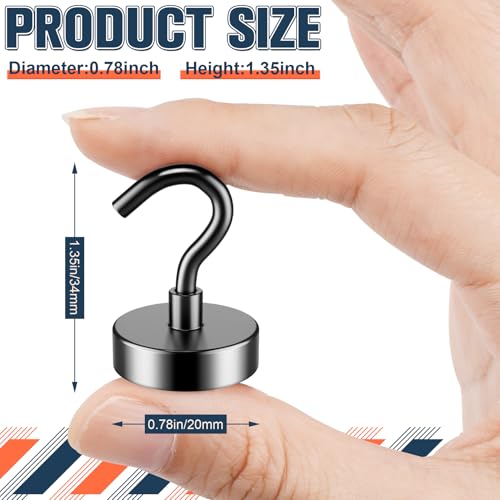 Image of FINDMAG 20 Pack Black Magnetic Hooks for Cruise Cabins, 50LB+ Magnet Hooks