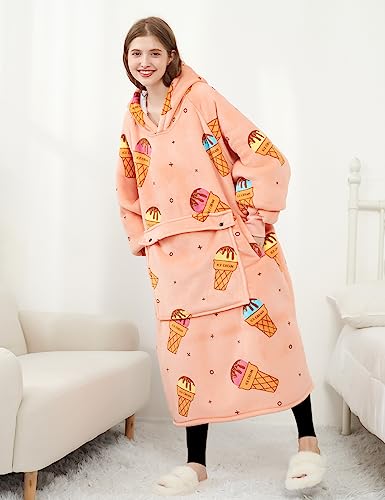 Image of KFUBUO Wearable Blanket Hoodie for Adults Sherpa All Patterns Oversized Sweatshirt Blanket with Pocket