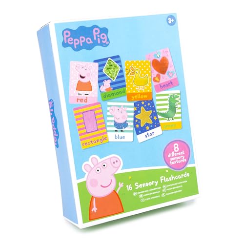 abeec Peppa Pig 16 tarjetas sensoriales – Juguetes sensoriales para bebés para mayores de 3 años – Juguetes de Peppa Pig – Pasa el paquete, actividades de avión, regalos de cumpleaños, recursos de