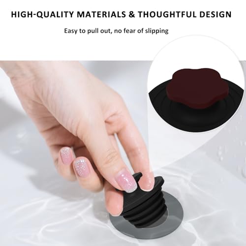 Badewanne-Abflussstopfen – 2 Stück Silikon Universal-Stopfen für Dusche & Spülbecken, Bad und Duschabfluss – Einfache Installation (Schwarz)