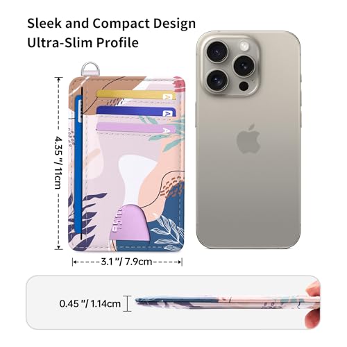 Image of Mayski Slim Wallet, Credit Card Holder for Women, Minimalist Front Pocket RFID Blocking Card Cases, Small Wallet Women Men(Leaves2)