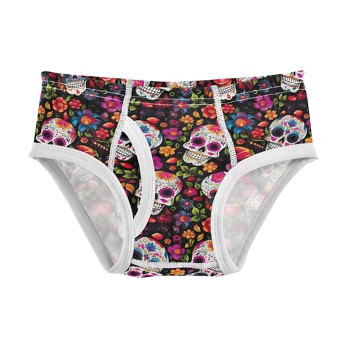 ODAWA Sugar Skulls Floral Toddler Briefs Cotton, Underwear 2T Boys