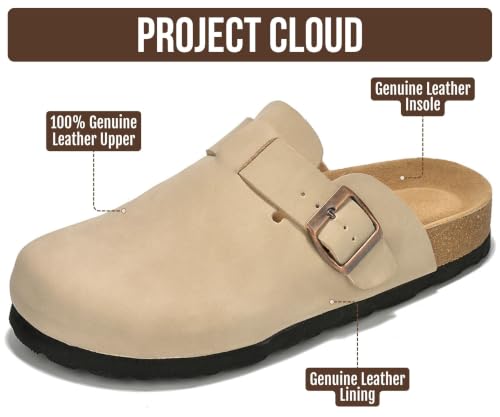 Image of 100% Genuine Leather Slip-on Footbed Clogs for Women - Fall Shoes for Women