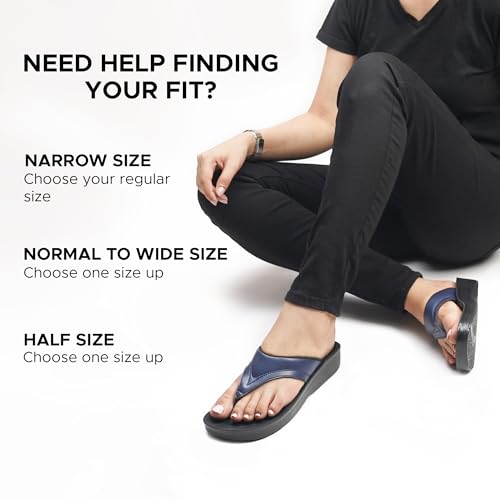 Image of AEROTHOTIC Comfy Arch Support Flip Flops for Women Open Toe Stylish Faux Leather Cushioned Strap with Non-Slip Sole & Comfortable Footbed Indoor and Outdoor Sandals