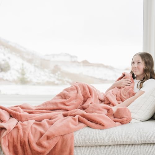 Image of SARANONI Oversized Luxury Blanket | Breathable Super Soft, Lush, Plush Comfy Blankets for Adults | Clay - X-Large 60 inch x 80 inch