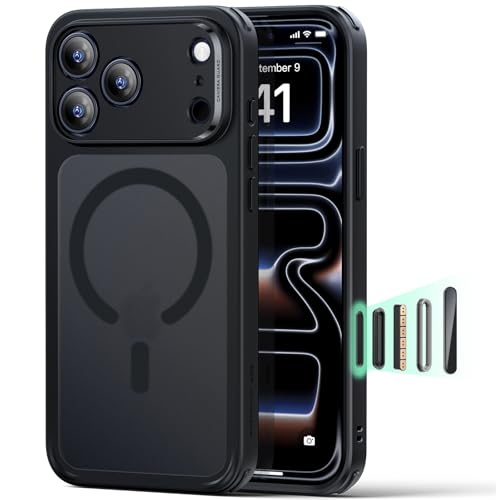 ESR für iPhone 17 Pro Hülle mit Kamerasteuerung Capture Button Kompatibel mit Magsafe Magnetische Handyhülle für iPhone 17 Pro Case Zertifizierter Militärschutz Starke Stoßfest Mattschwarz