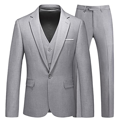 Men's Suits 3 Piece Slim Fit Suit One Button Solid Suit Blazer Jacket Vest Pants Set…