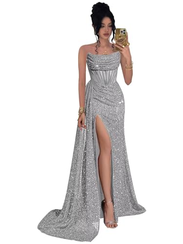 Koendye Sequin Tulle Prom Dress for Teens Cocktail Evening Gowns Formal Dresses for Women Sexy Off...