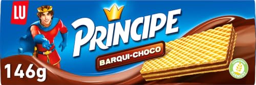 Príncipe Barqui-Choco Galletas Barquillo Rellenas de Finas Capas de Chocolate 145g
