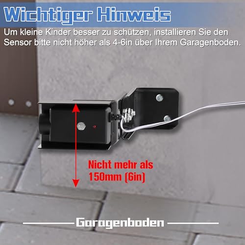 pepape 770E Garagen Lichtschranke für Chamberlain MotorLift ML500, ML510, ML1000, Sicherheitssensor-Kit Kompatibel mit LiftMaster Garagentoröffner LM50, LM60, LM80, LM600A