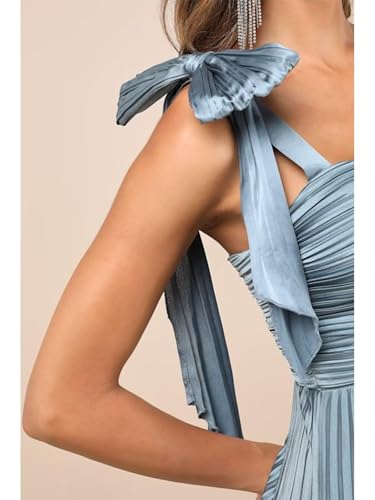 Satin Bridesmaid Dresses Long Corset Pleated Formal Dress Square Neck Evening Party Gowns with Bow3