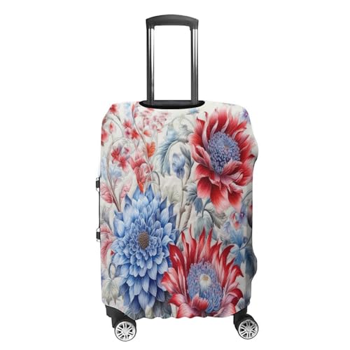 Red And Blue Flowers Travel Luggage Cover Washable Anti-scratch Suitcase Protector Dustproof Protective Cover Case for Wheeled Luggage Fits 19-32 Inch Luggage4