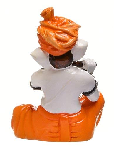 NRSON® Handcrafted Lord Ganesh Playing Basuri Ganesha ganpati ji Idol Murti for Pooja,Gift, Office Desk& Home Decor,Table Decor showpiece for Living Room Statue for Entrance 3