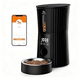 Petory Automatic Cat Feeders Wi-Fi - 4L Dry Food Dispenser for Cats and Dogs 10 Meals per Day Smart Pet Feeder with Desiccant Bag Dual Power Supply 10S Voice Recorder, Black