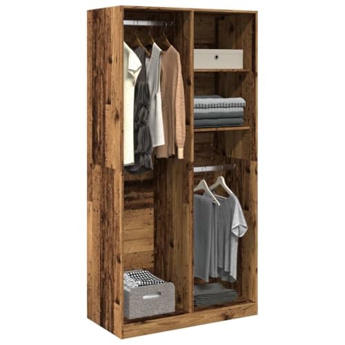 Nqyjm Armario de Madera ingeniería Envejecida 100x50x200 cm Mueble de Almacenamiento,Mueble Auxiliar Moderno Armario Individual 2 estantes
