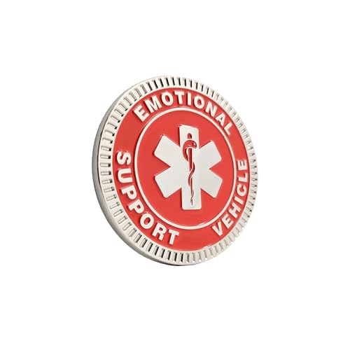 Image of Emotional Support Vehicle Metal Emblem - 3D Car Badge Decal for Vehicles, Trucks, SUVs, RVs Alloy Auto Accessory (Red)