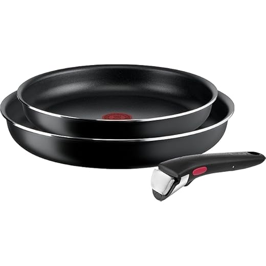 Tefal Juego de sartenes Ingenio Easy On, apilables, fáciles de limpiar, revestimiento antiadherente, mango extraíble, indicador de calor, L1599302, negro, juego de 3 piezas, No apto para inducción