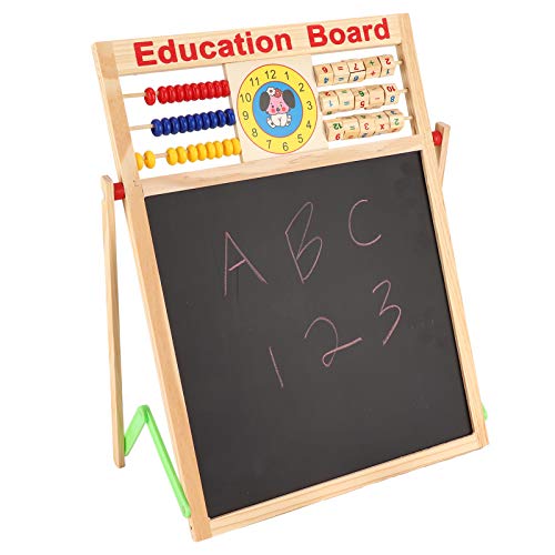 Barn stående rittavla, whiteboardtavla i trä Multi-funktionell med krita penna och bokstavstavlor för graffiti för aritmetisk beräkning