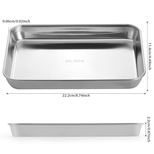 Image of JMU Stainless Steel Tray 4 Pack, SL304 Thickened Stainless Steel Surgical Tray for Medical Instruments, 8.7 inch x 4.5 inch x 0.9 inch