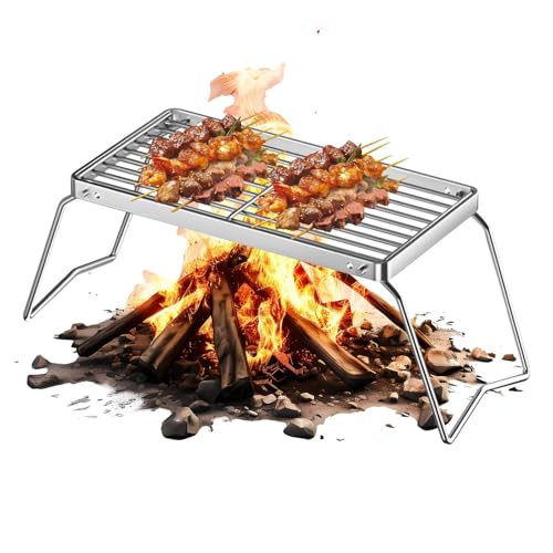 Parrilla Barbacoa, Parrilla Plegable de Alambre Metálico, Portátil para Camping, Barbacoa, Jardín, Pesca - Verduras y Carnes