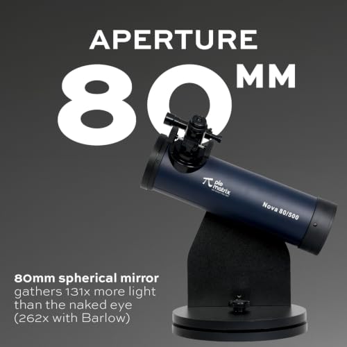 Image of Pie Matrix Table Top Dobsonian 80 /500 Newtonian Reflector Telescope with Dobsonian Mount - 80mm Aperture, 500mm Focal Length, 2X Barlow Lens, Ideal for Beginners and Enthusiasts