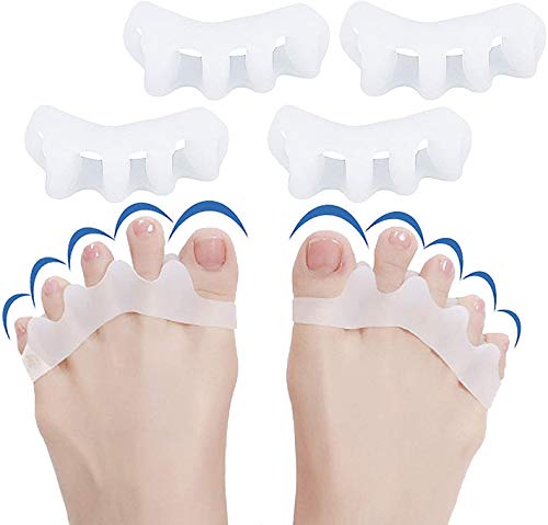OBSGUMU 2Pairs Silikon-Zehenabscheider Zehenstreuer Zehenspanner Zehenglätter Zehenteiler für überlappende Zehen, Ballen, Hammerzehen, Plantarfasziitis, Pediküre, schnelle Schmerzlinderung Cover