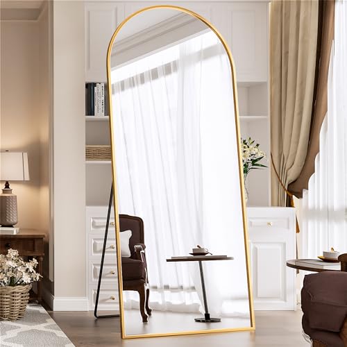 Image of Antok 71 inch x26 inch Arched Full Length Mirror, Floor Mirror with Stand,Gold
