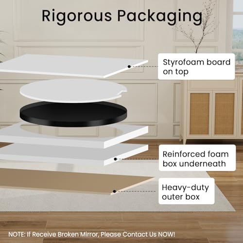 yuzeyurun Round Bathroom Mirror, 40CM×40CM Circle Black Metal Frame, HD Glass Circle Wall Mirror for Bathroom Vanity, Entryway, Living Room, Home Decorr - Cosy Home Interiors yuzeyurun Round Bathroom Mirror, 40CM×40CM Circle Black Metal Frame, HD Glass Circle Wall Mirror for Bathroom Vanity, Entryway, Living Room, Home Decorr - Image 7