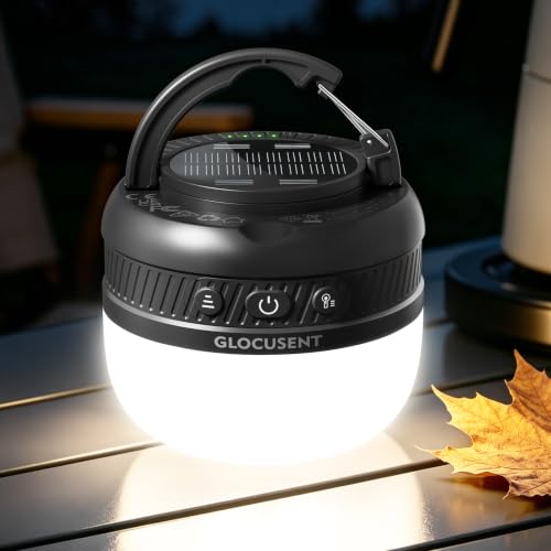 Glocusent Lámpara de Camping, 60 LED, 120H, recargable USB-C, portátil